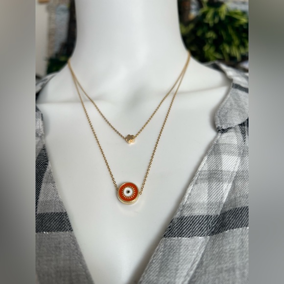 Dainty Evil Eye Multi-Strand Necklace - Evil Eye Minimalist Layered Necklace - Picture 8 of 16